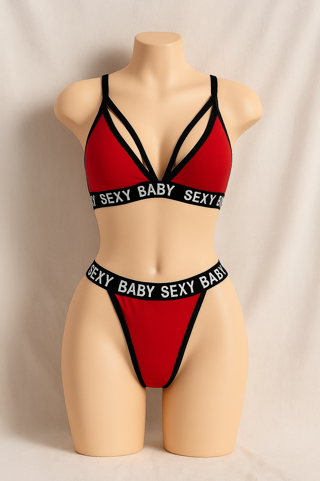 SEXYBABY ÖN ÇAPRAZ DOLGUSUZ İÇ ÇAMAŞIRI TAKIMI KIRMIZI