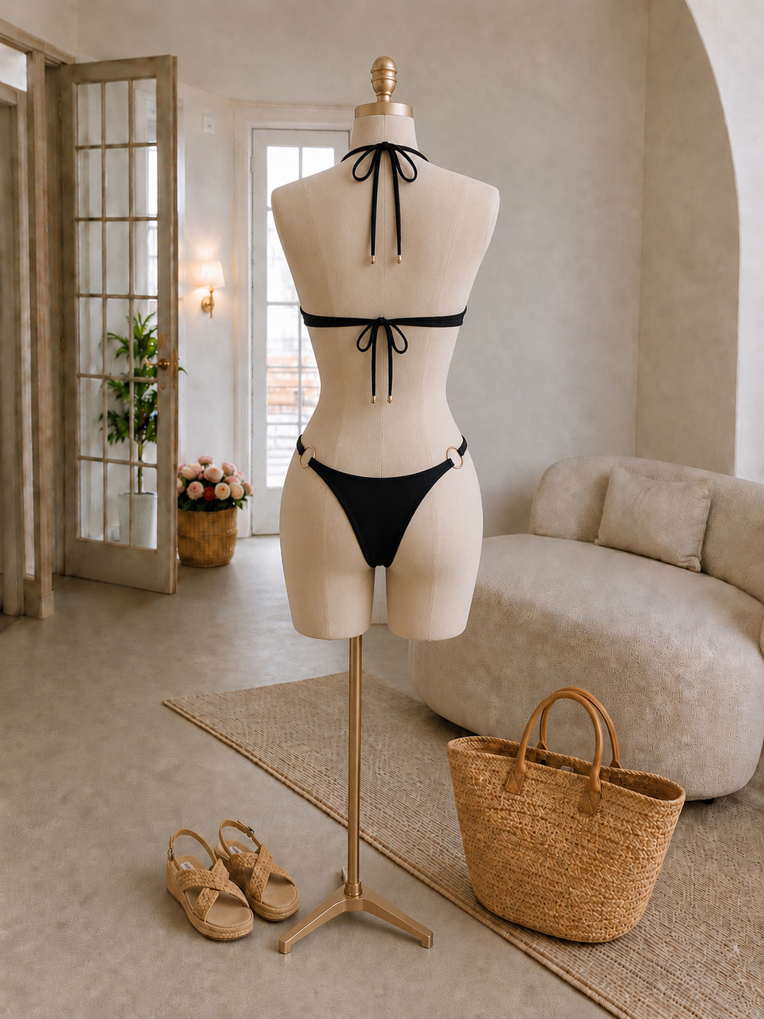 STARS PEDLİ AKSESUARLI BİKİNİ PAREO 3'LÜ SET