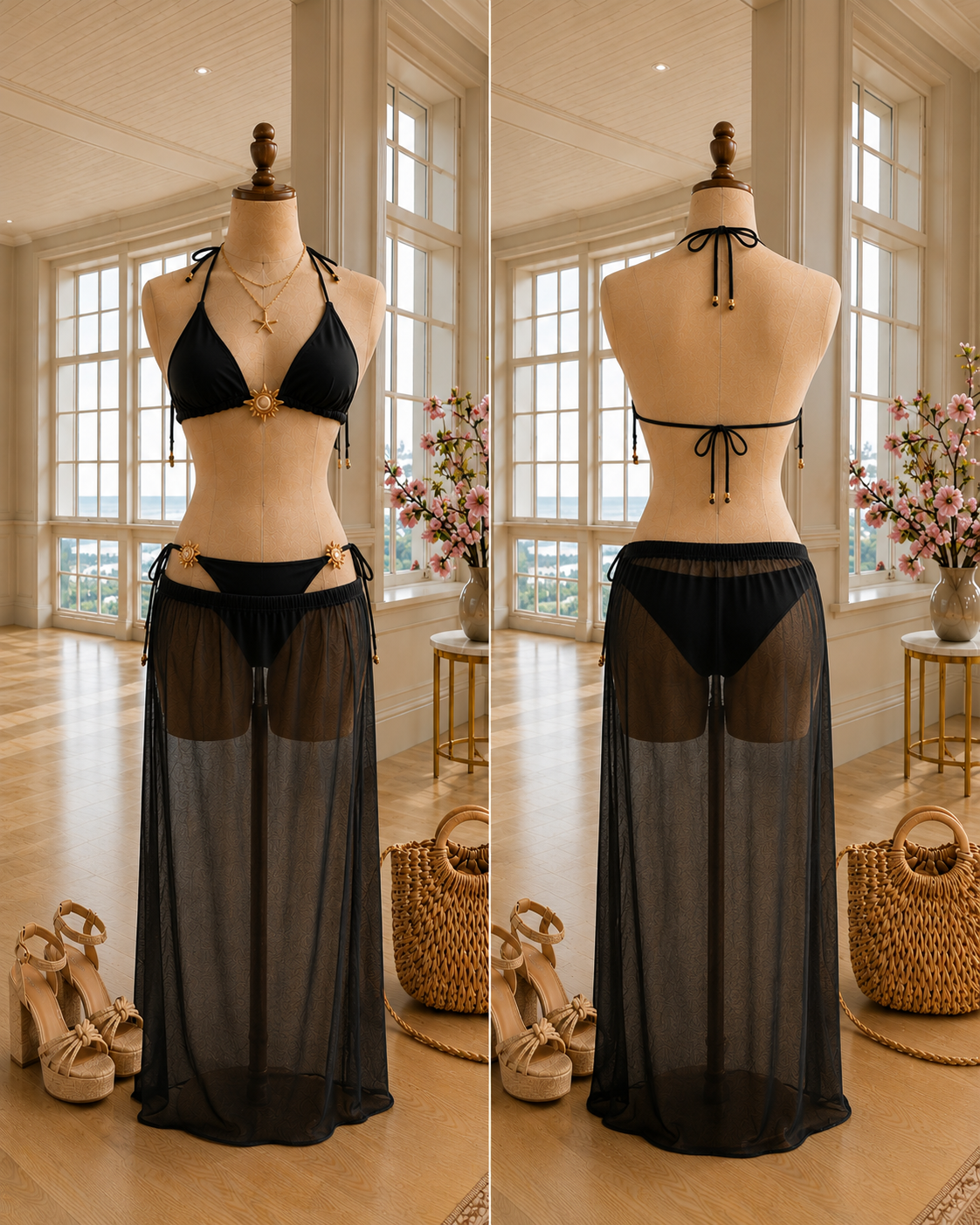 SUNSHİNE PEDLİ AKSESUARLI BİKİNİ PAREO SET