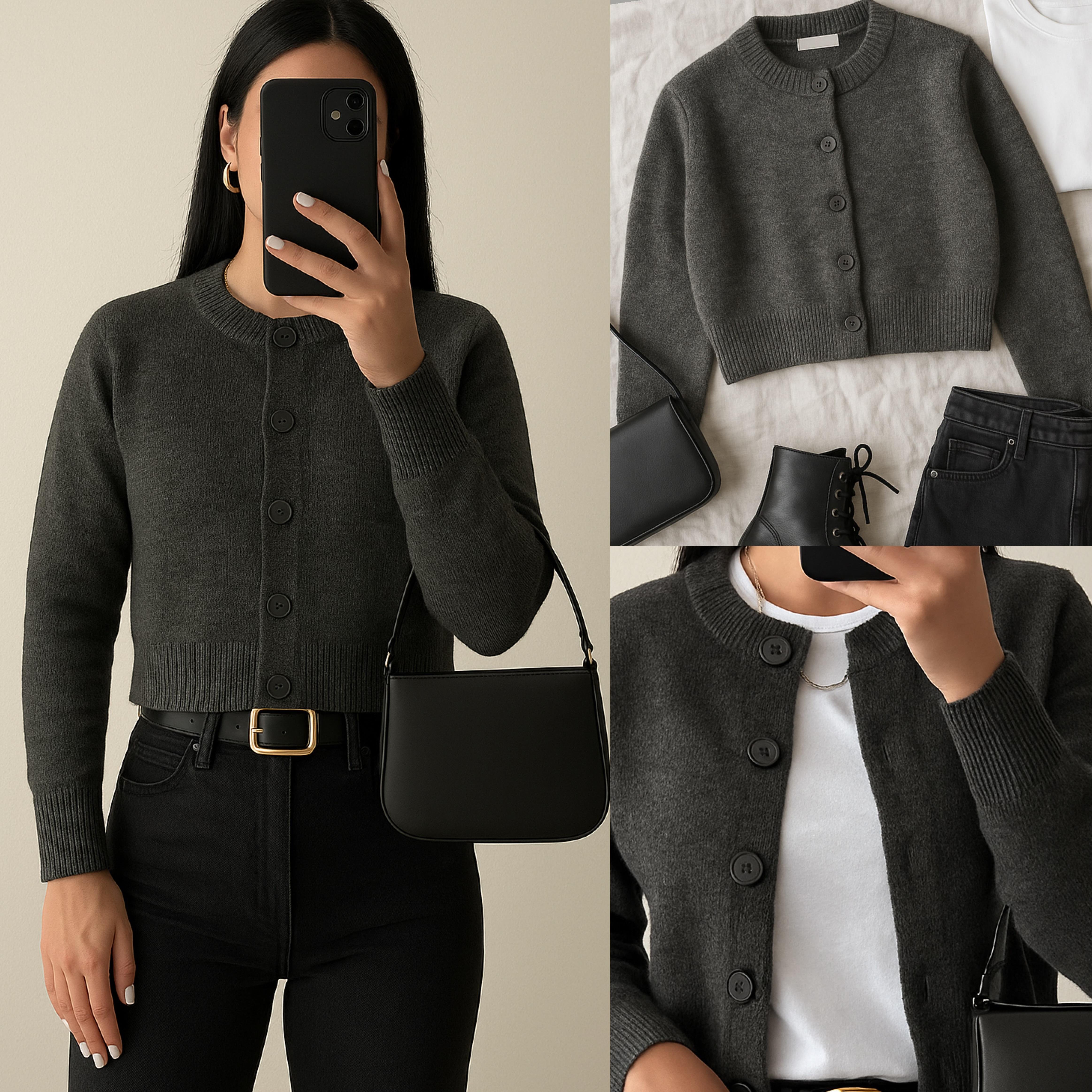 SWEATE DÜĞMELİ HIRKA GREY