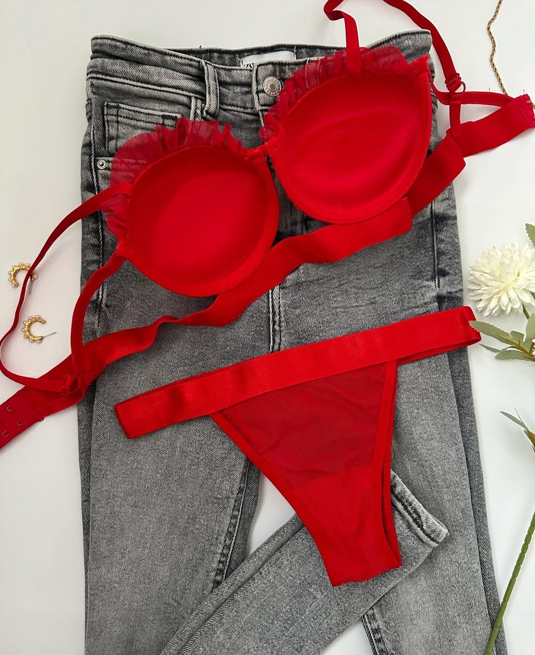 SWETLANA PUSH UP DOLGULU İÇ ÇAMAŞIRI TAKIM KIRMIZI