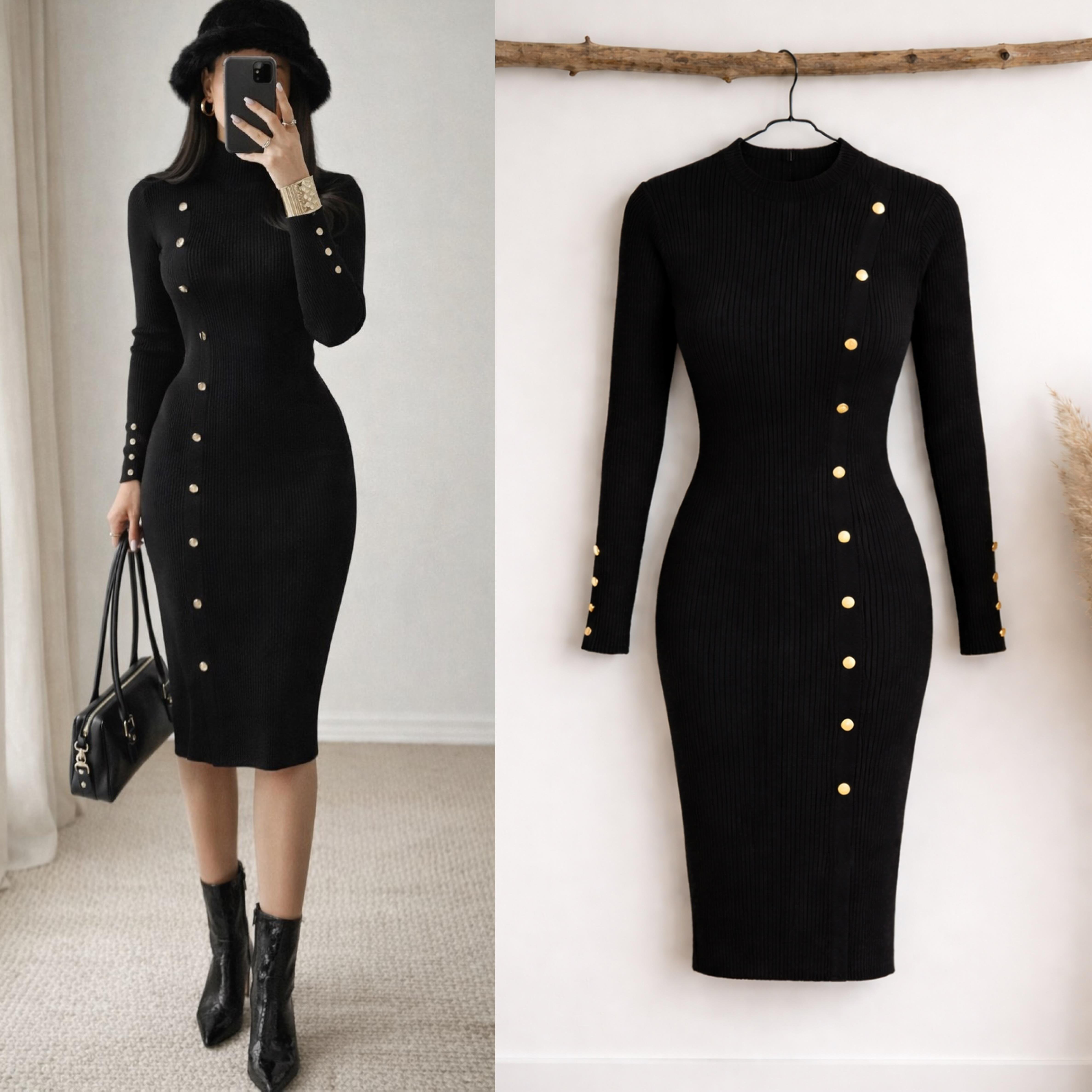 SYLVIA DÜPMELİ TRİKO ELBİSE