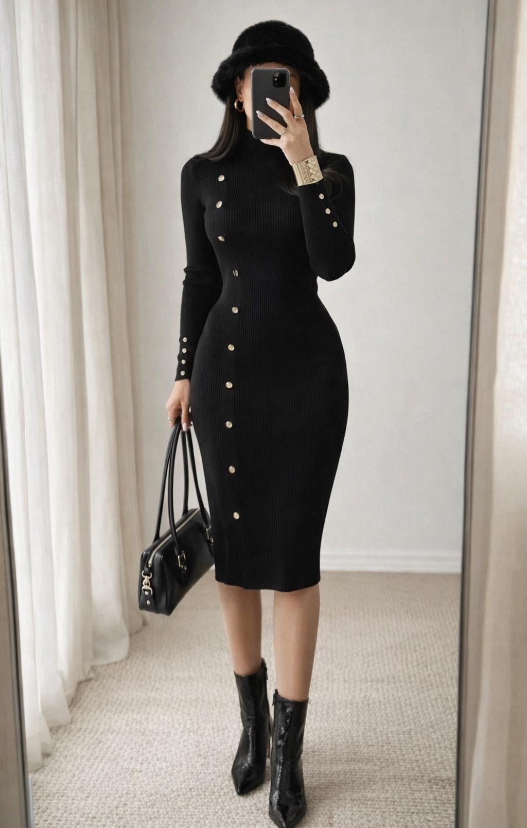 SYLVIA DÜPMELİ TRİKO ELBİSE