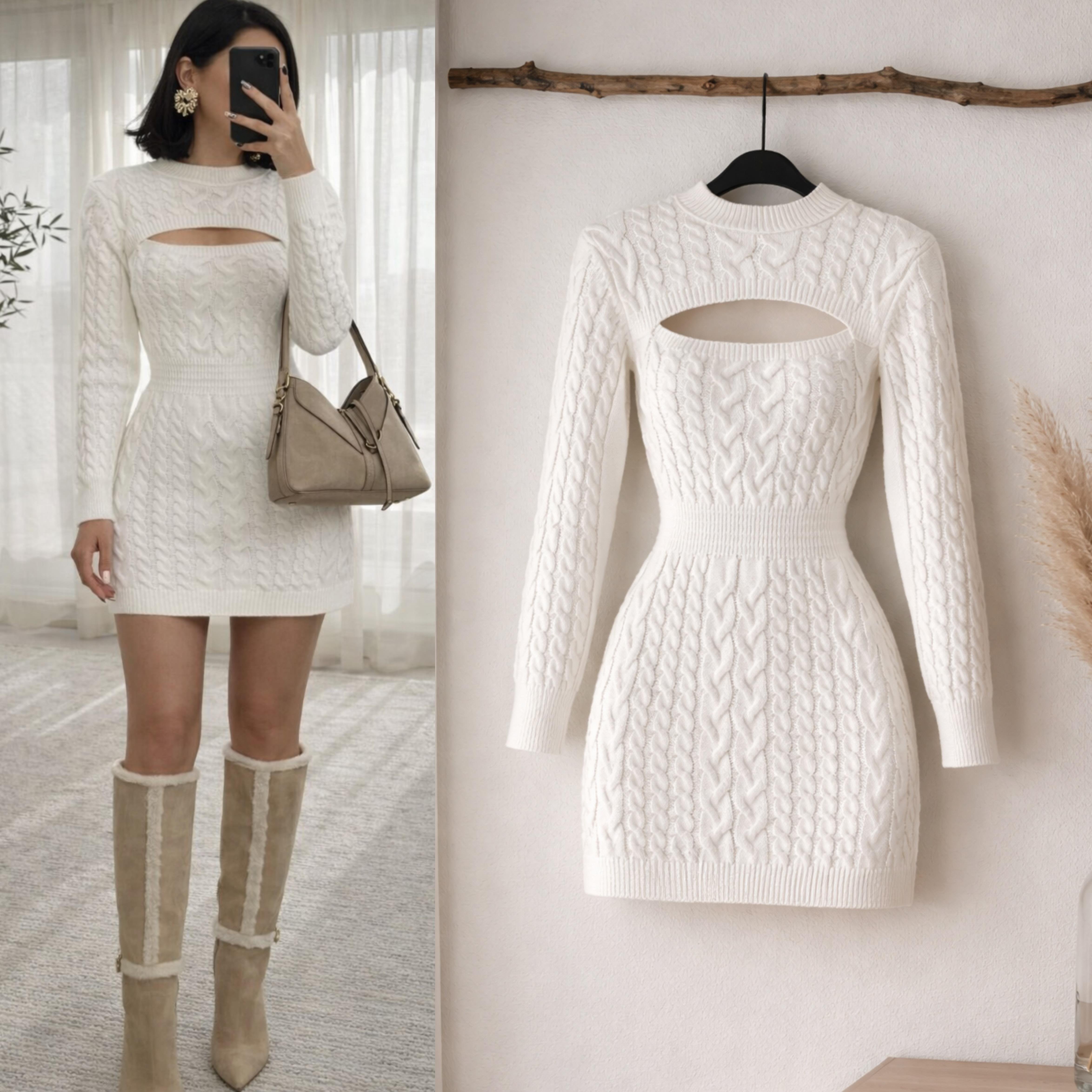 UMA TRİKO DEKOLTELİ ELBİSE