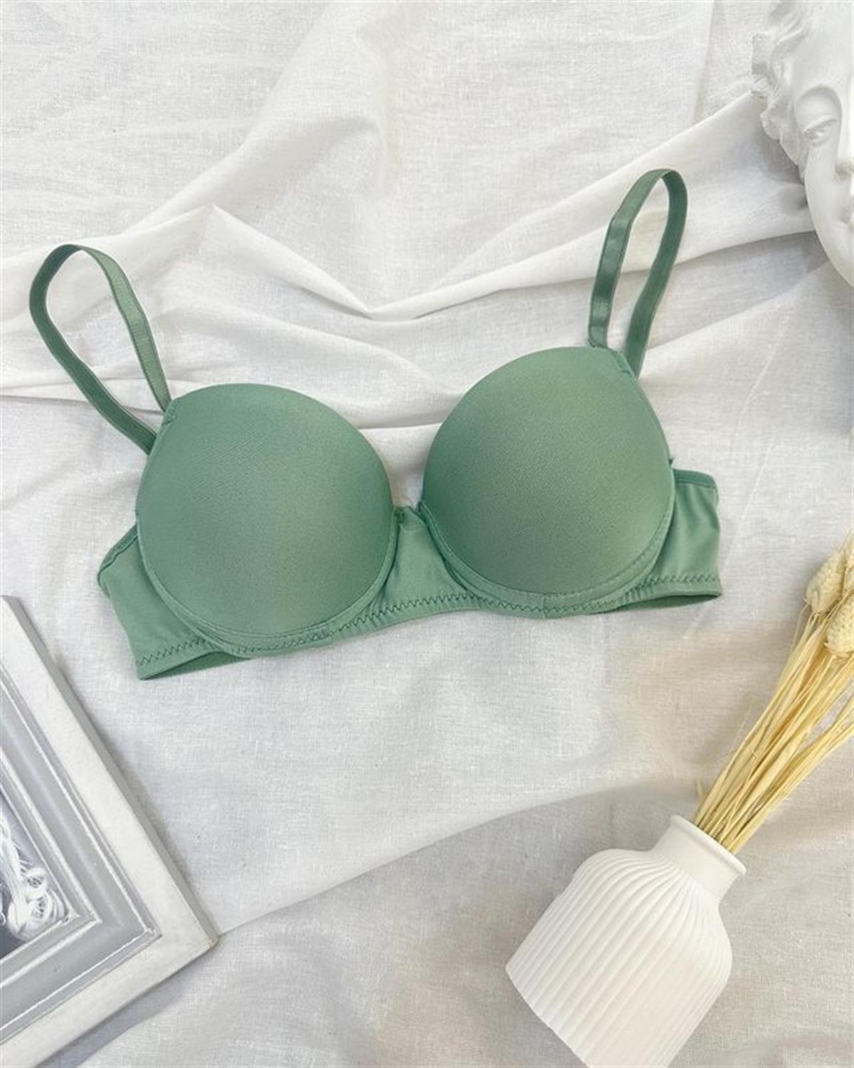 VALERIA ÇIKARILABİLİR ASKILI PUSH UP DOLGULU SÜTYEN  YEŞİL