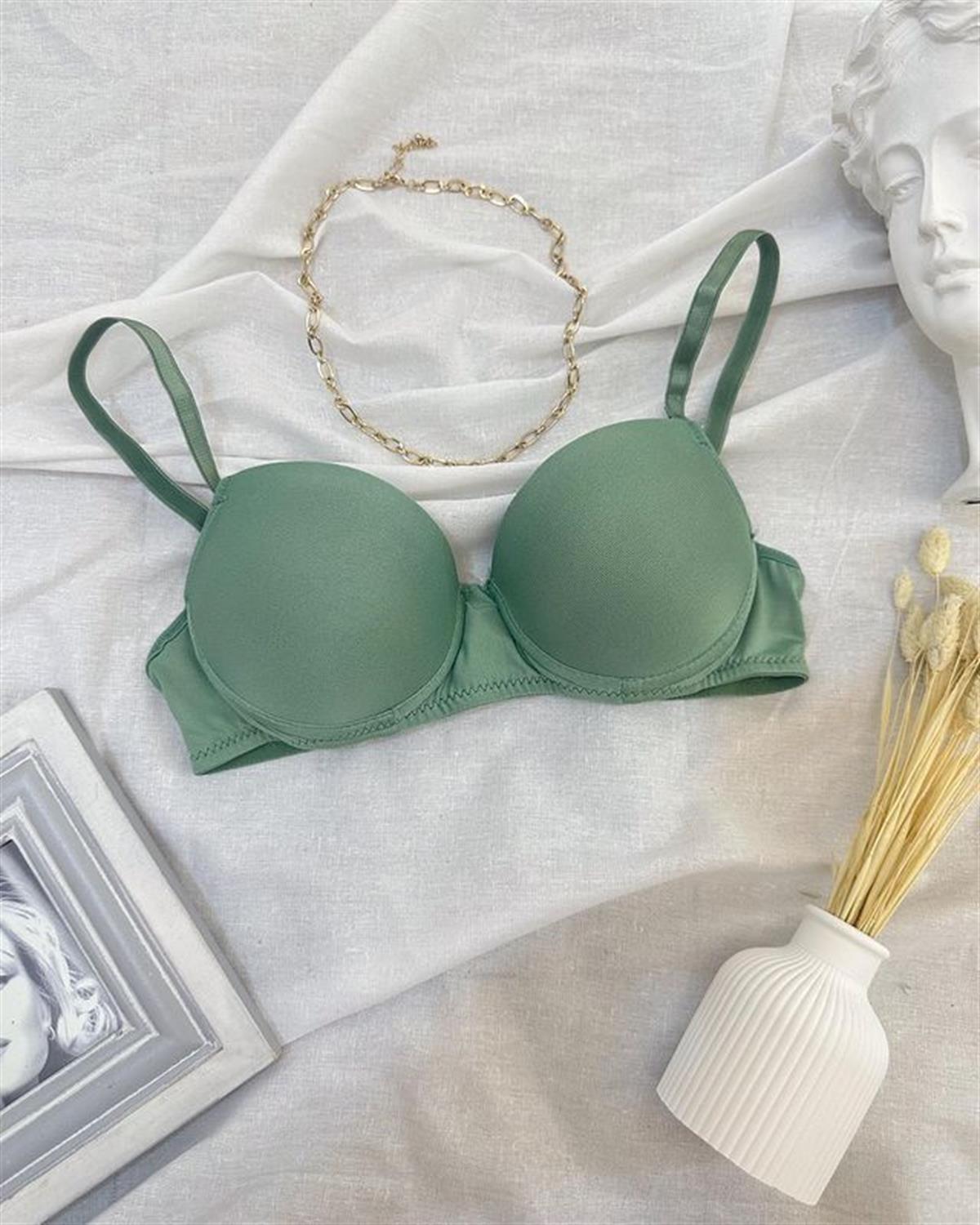 VALERIA ÇIKARILABİLİR ASKILI PUSH UP DOLGULU SÜTYEN  YEŞİL