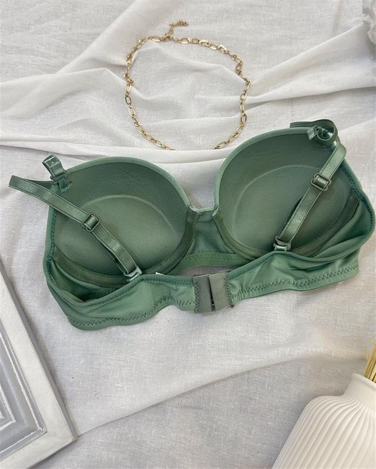 VALERIA ÇIKARILABİLİR ASKILI PUSH UP DOLGULU SÜTYEN  YEŞİL