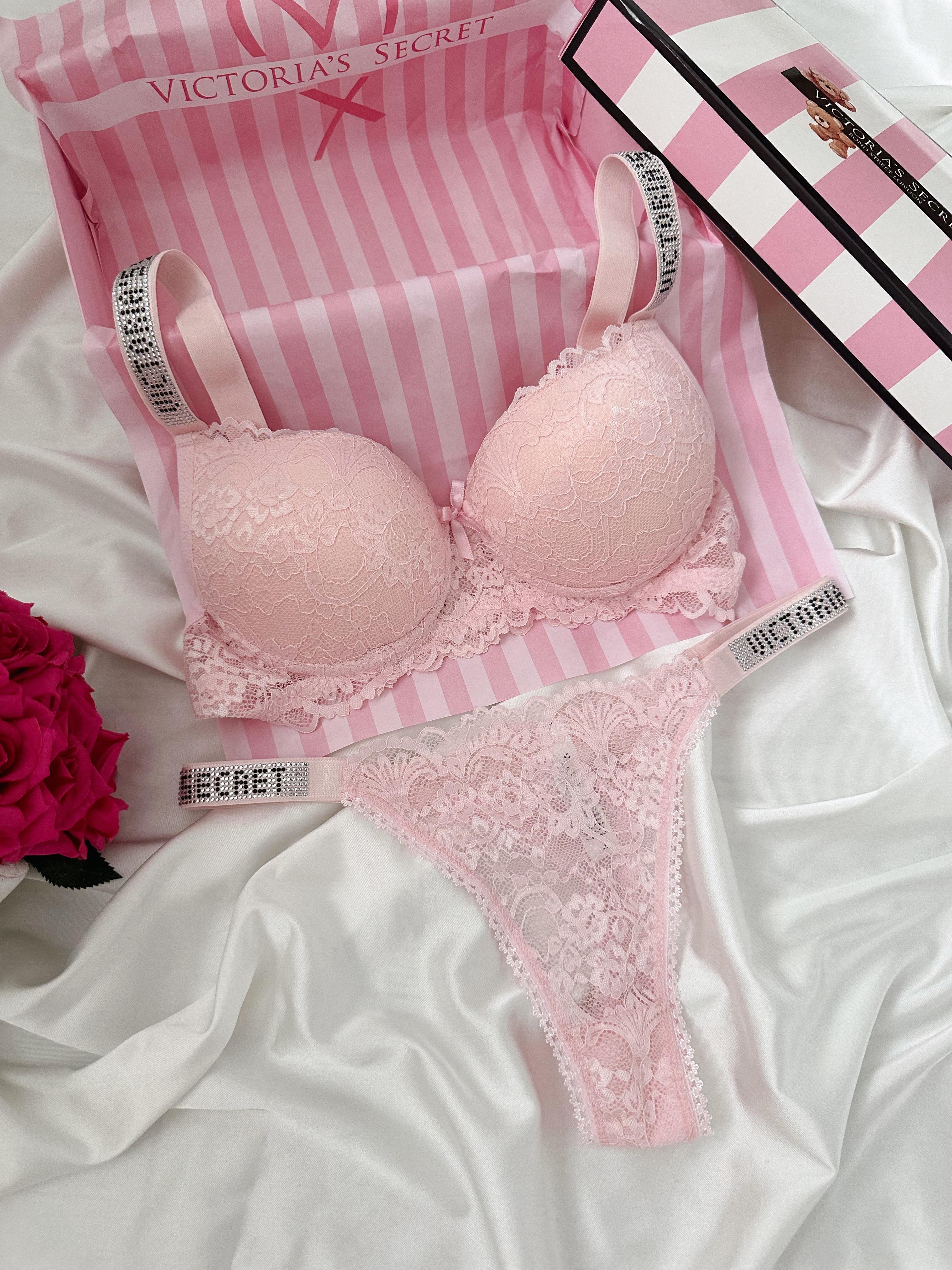 VS IŞILTILI PUSH UP DOLGULU İÇ ÇAMAŞIRI TAKIM PEMBE