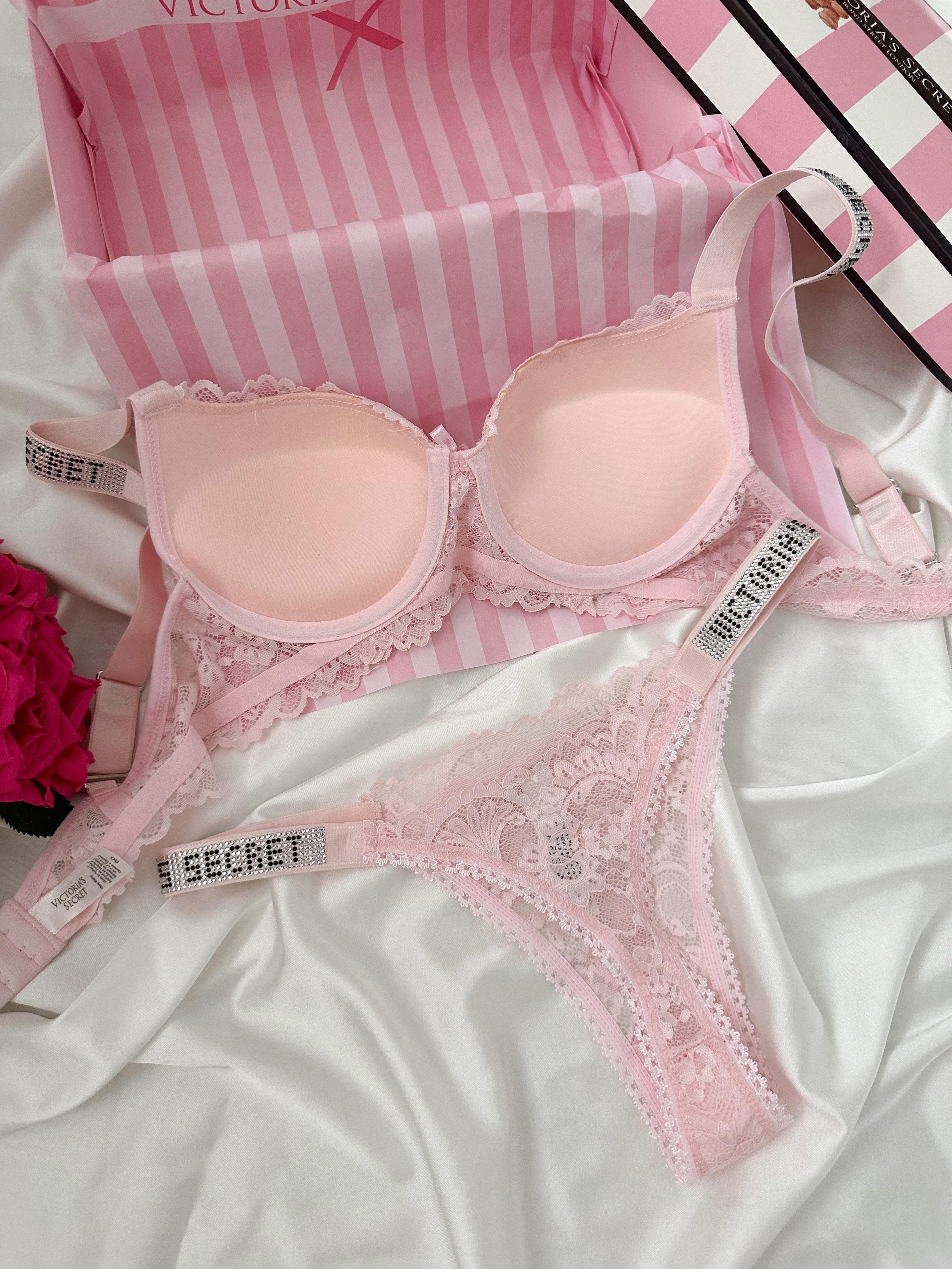 VS IŞILTILI PUSH UP DOLGULU İÇ ÇAMAŞIRI TAKIM PEMBE