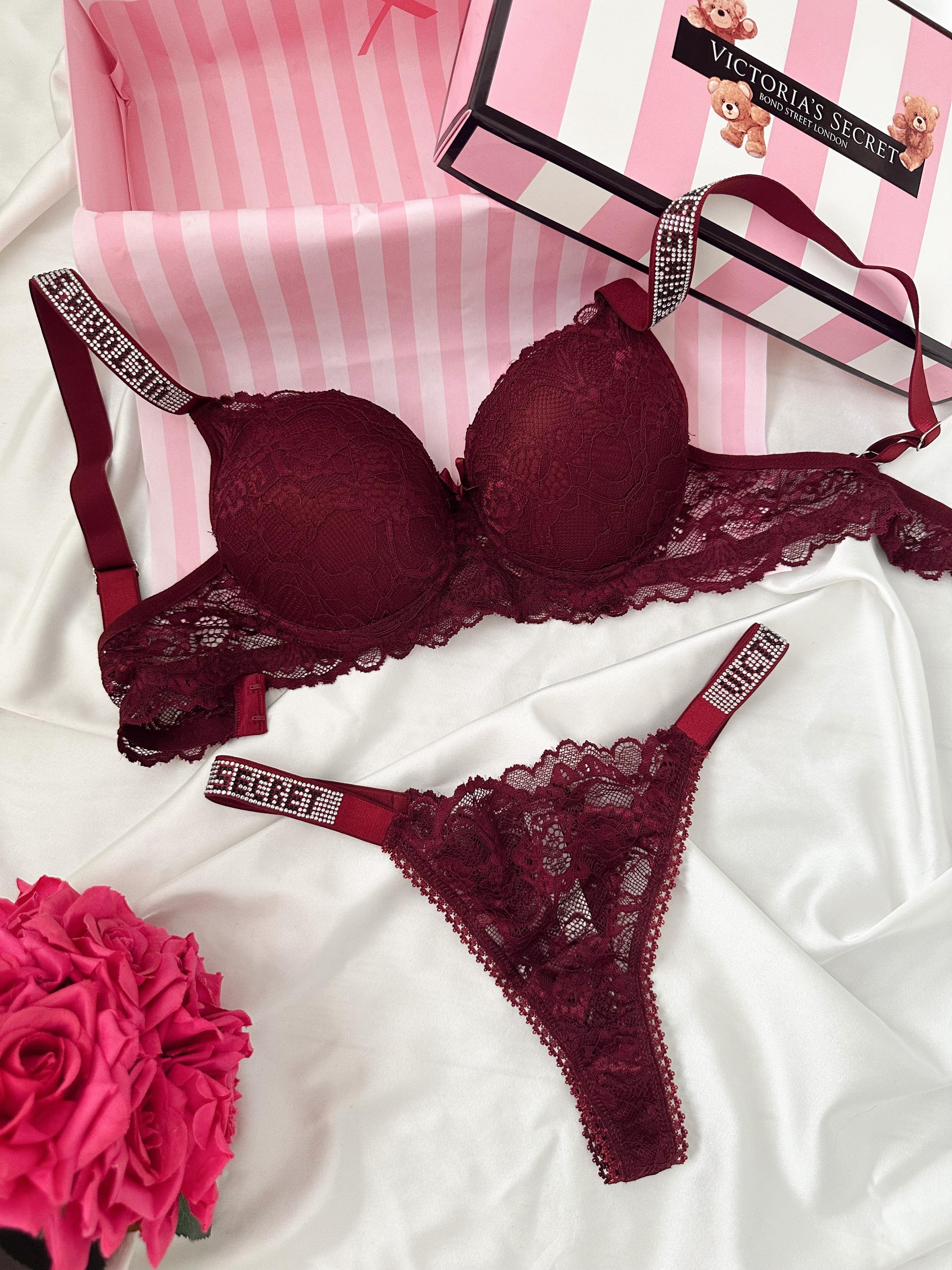 VS IŞILTILI PUSH UP DOLGULU İÇ ÇAMAŞIRI TAKIM BORDO