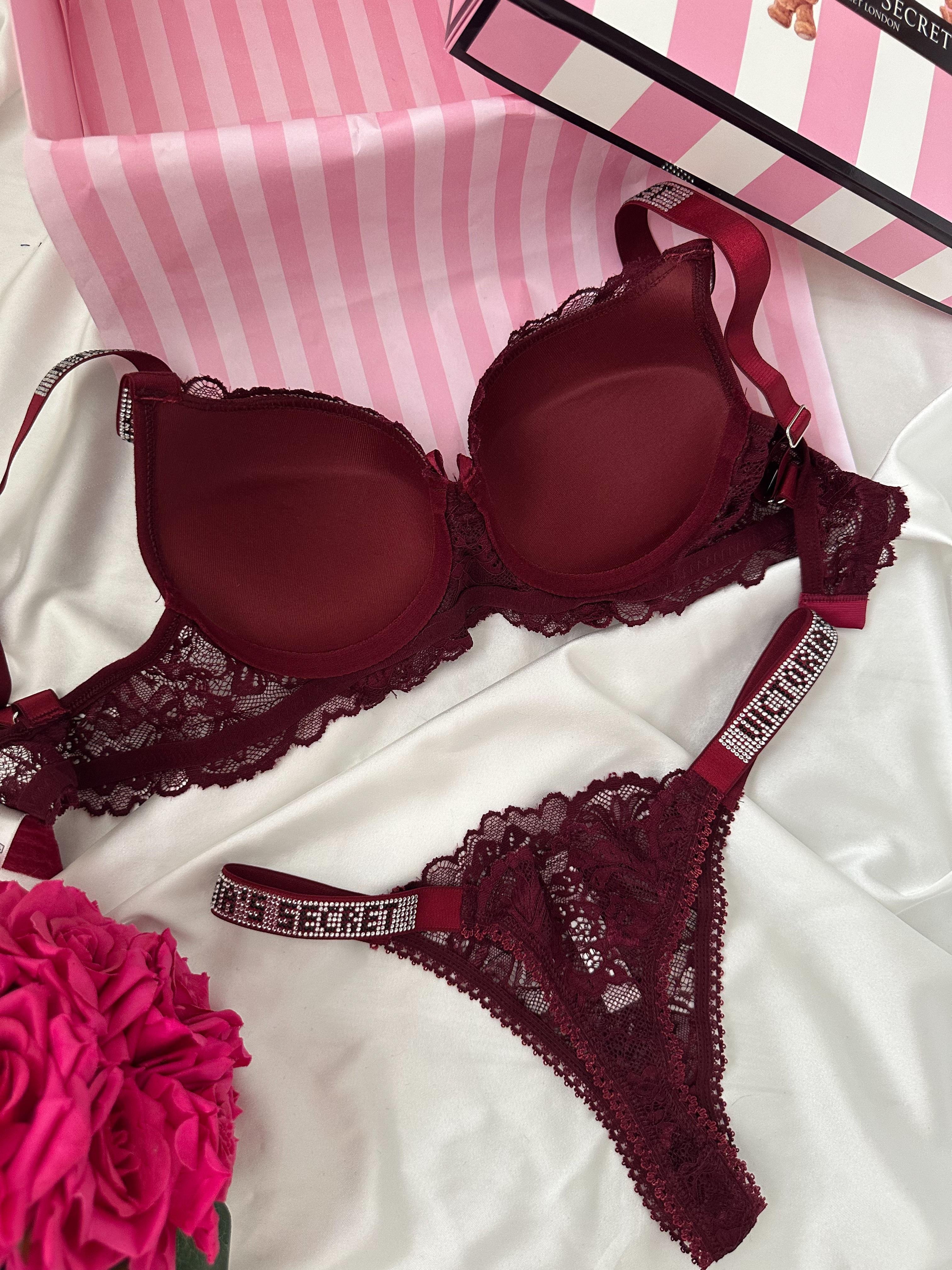 VS IŞILTILI PUSH UP DOLGULU İÇ ÇAMAŞIRI TAKIM BORDO