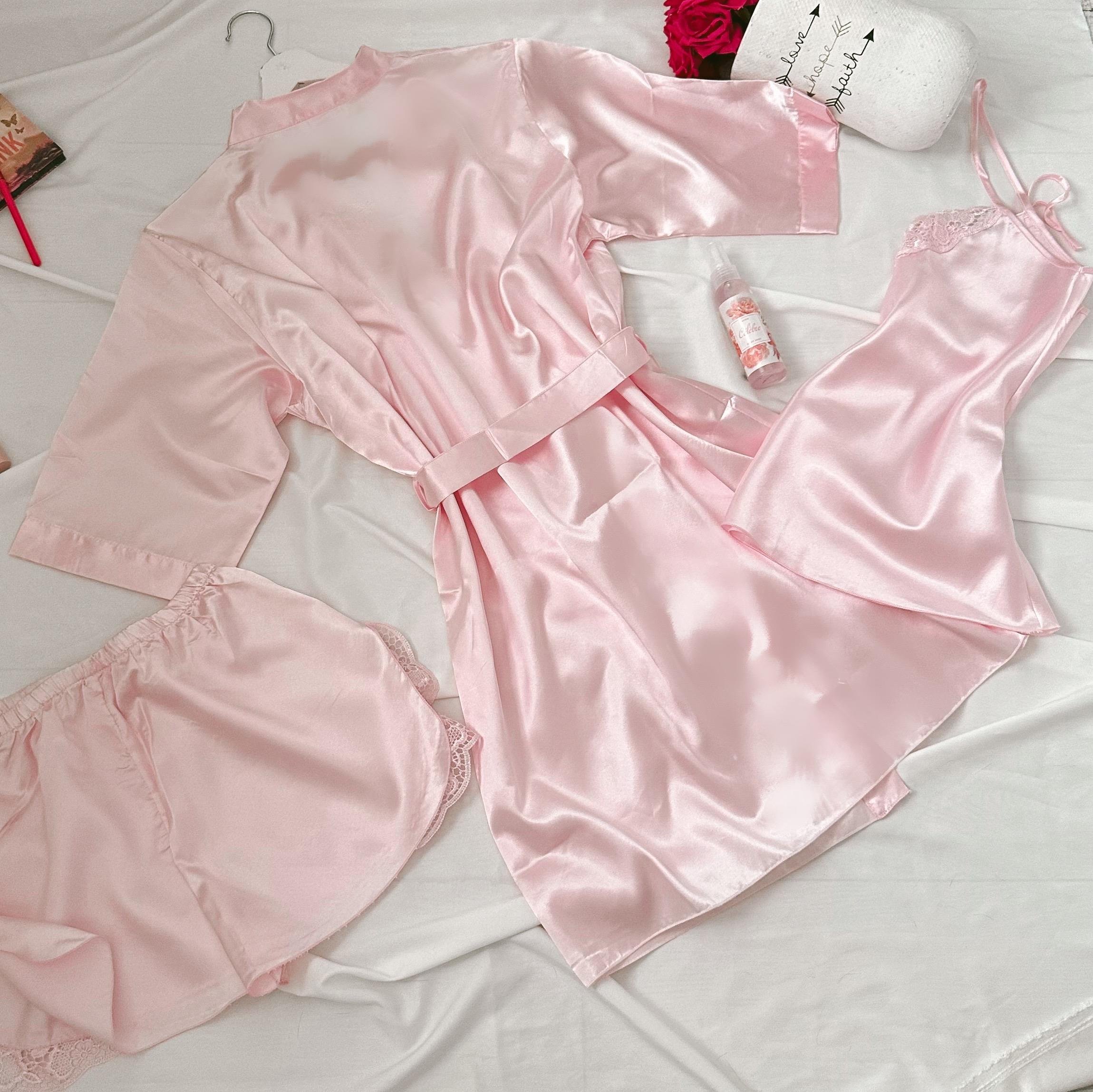 VS SATEN SABAHLIK ŞORT TAKIM SET PINKY
