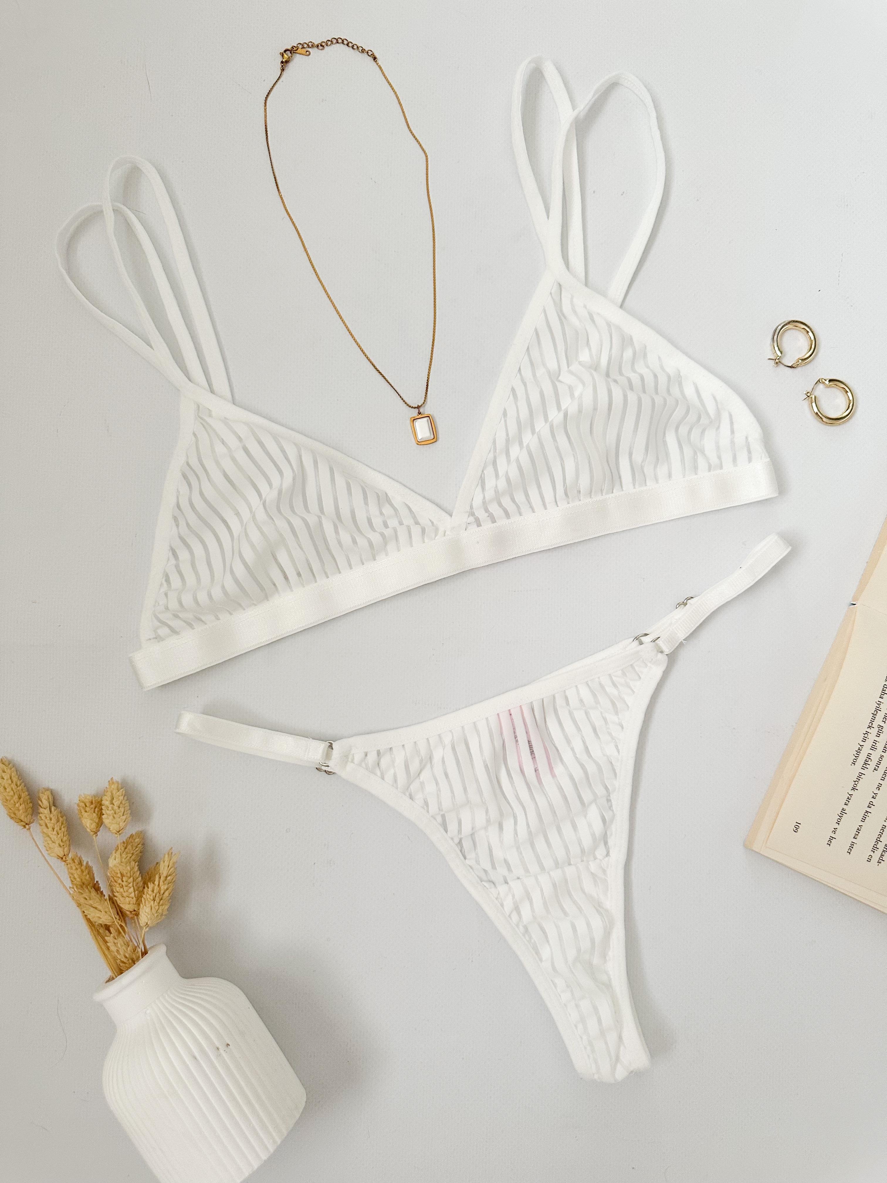 WANESSA ŞERİTLİ DOLGUSUZ İÇ ÇAMAŞIRI TAKIM BEYAZ