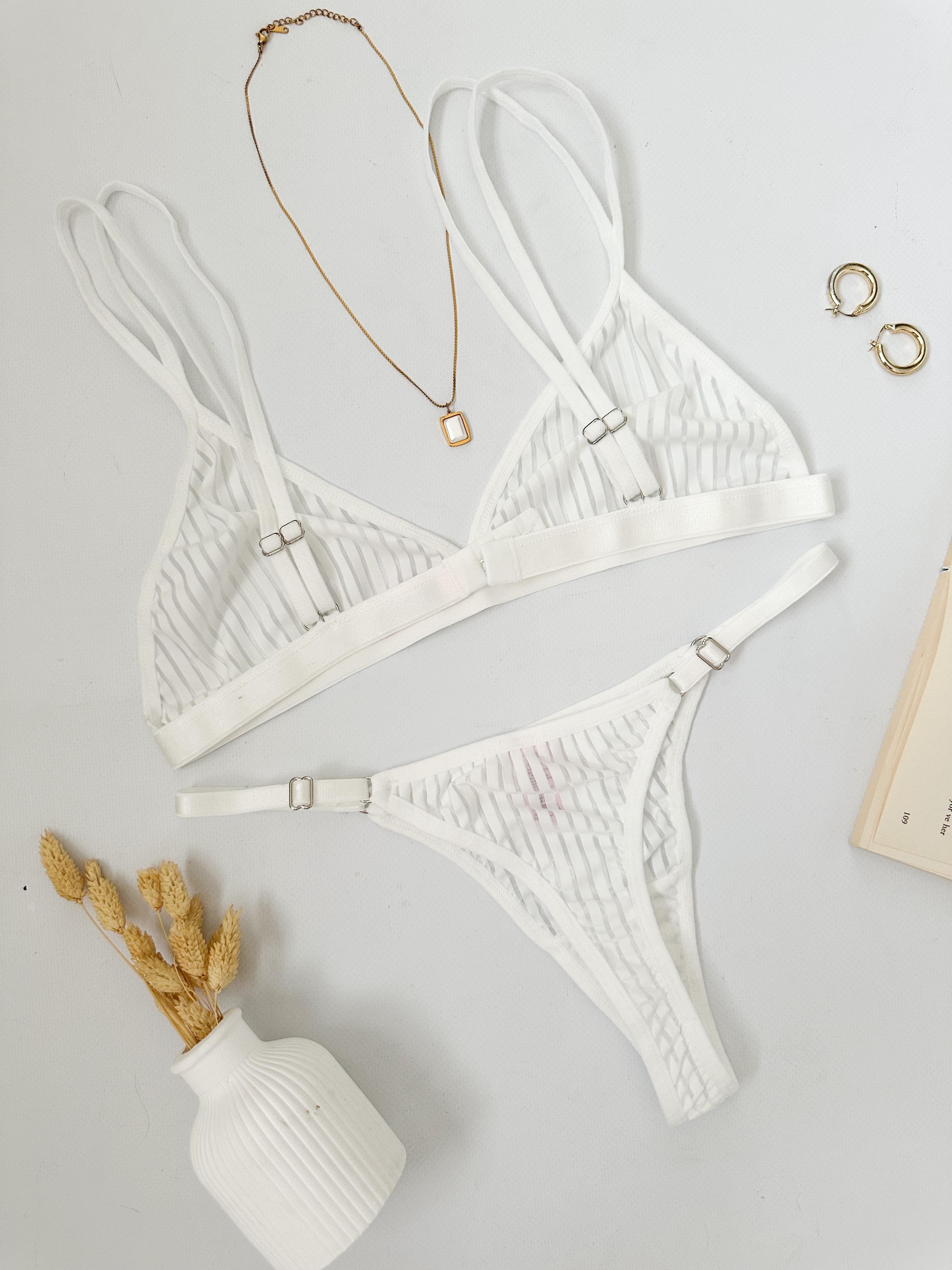 WANESSA ŞERİTLİ DOLGUSUZ İÇ ÇAMAŞIRI TAKIM BEYAZ