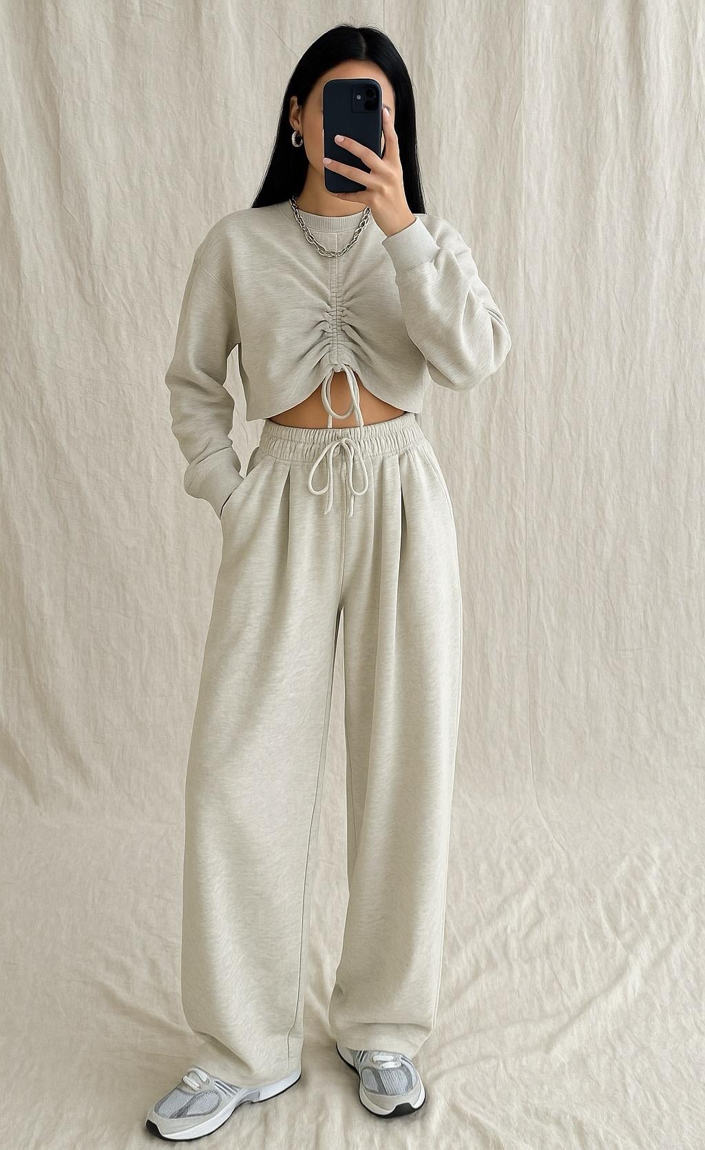 WINLY OVERSIZE CROP ÜST EŞOFMAN TAKIM