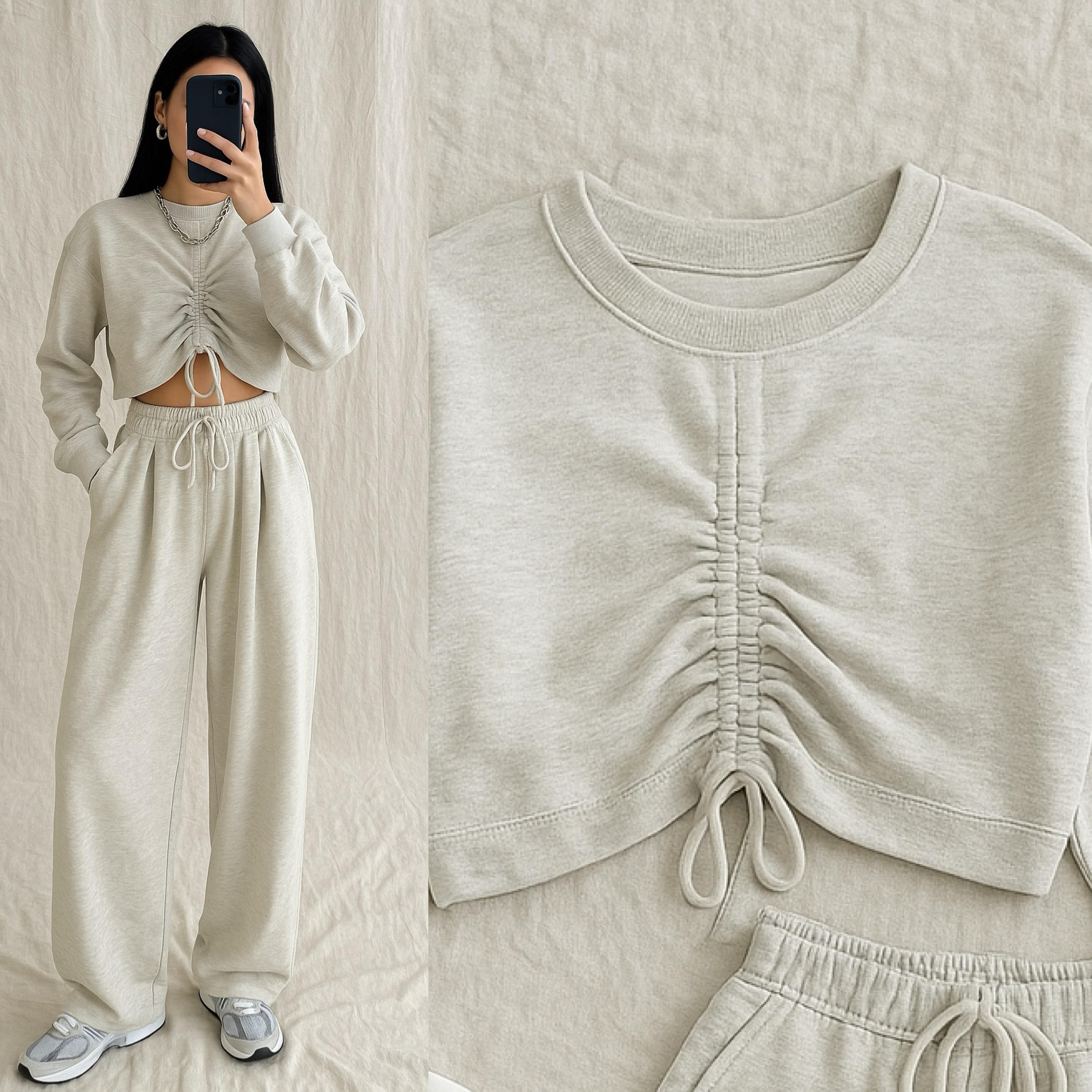 WINLY OVERSIZE CROP ÜST EŞOFMAN TAKIM