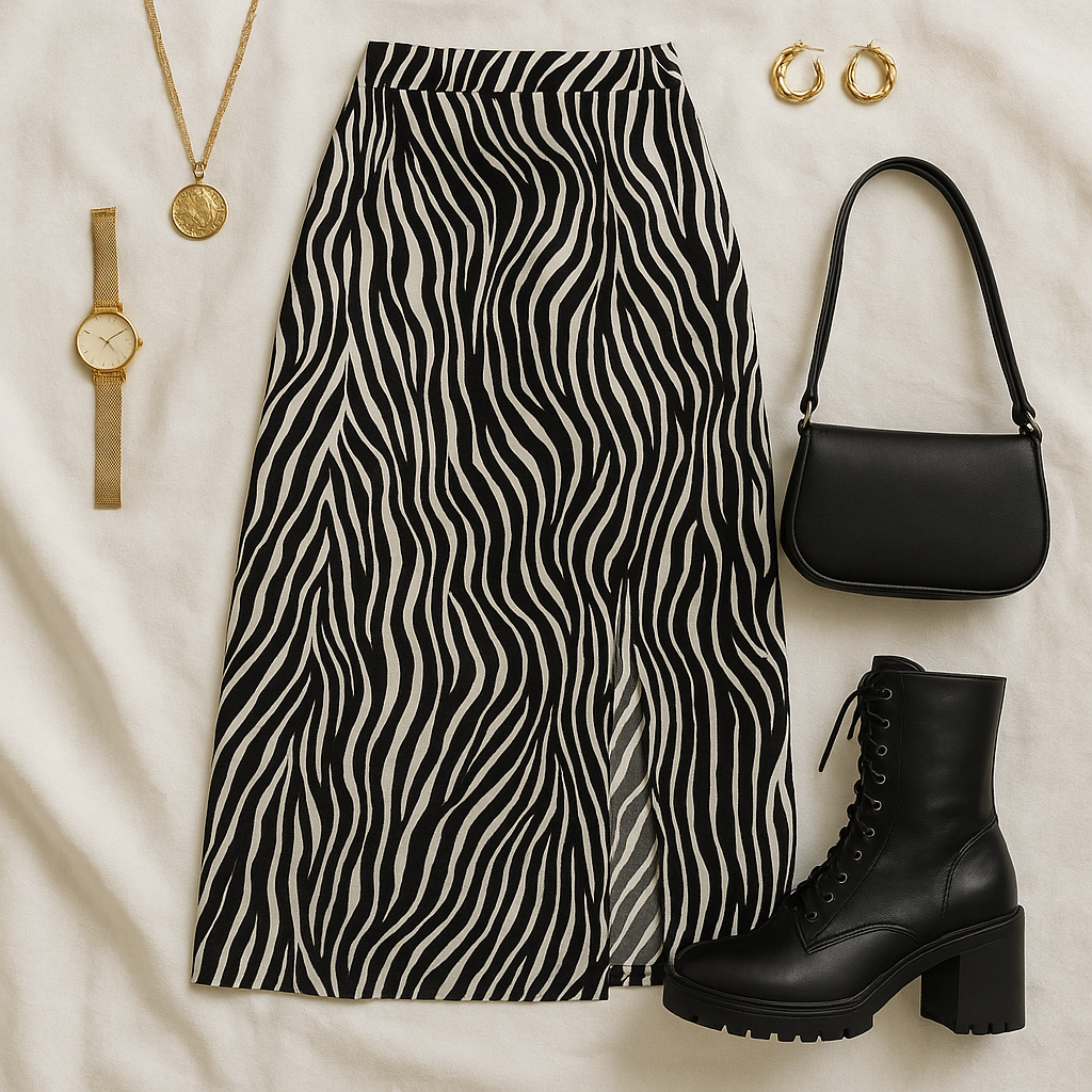 ZEBRA DESENLİ ÖRME SÜET ETEK 