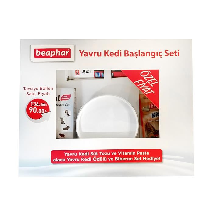 Beaphar Yavru Kedi Başlangıç Seti Süt Tozu 200gr, Vitamin Macunu 100gr, Biberon Seti, Kedi Ödülü