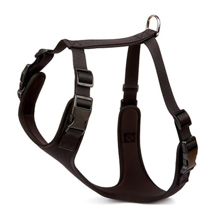 Doggie Havalı Dokumadan El Yapımı Köpek Göğüs Tasması XL-2,5x65-75cm - Black