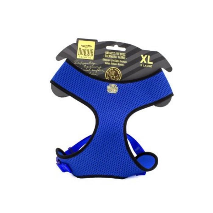 Doggie Havalı Dokumadan El Yapımı Küçük Irk Köpek Göğüs Tasması XL-2x50-65cm - Royal Blue