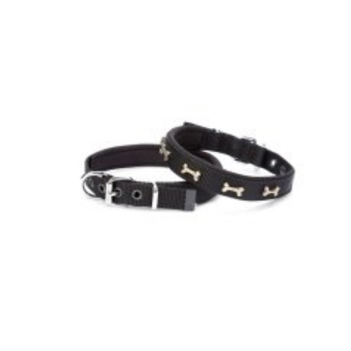 Doggie Konforlu Dokumadan El Yapımı Kemik Süslü Köpek Boyun Tasması 2x30-35cm - Black