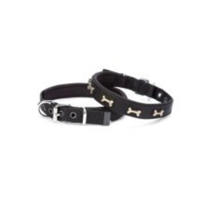 Doggie Konforlu Dokumadan El Yapımı Kemik Süslü Köpek Boyun Tasması 2x35-40cm - Black