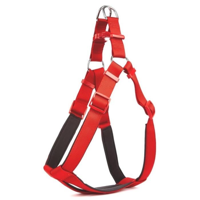 Doggie Konforlu Dokumadan El Yapımı Ronin Model Köpek Göğüs Tasması 3XL-3x75-85cm - Red