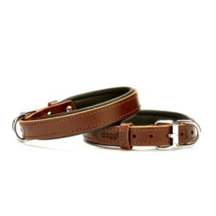 Doggie Konforlu Gerçek Deriden El Yapımı Köpek Boyun Tasması 2x30-35cm - Brown
