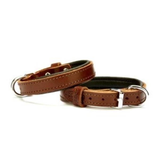 Doggie Konforlu Gerçek Deriden El Yapımı Köpek Boyun Tasması 1,5x20-25cm - Brown