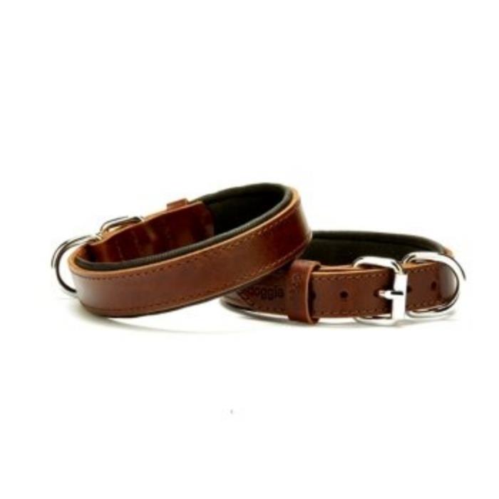 Doggie Konforlu Gerçek Deriden El Yapımı Köpek Boyun Tasması 2,5x37-45cm - Brown