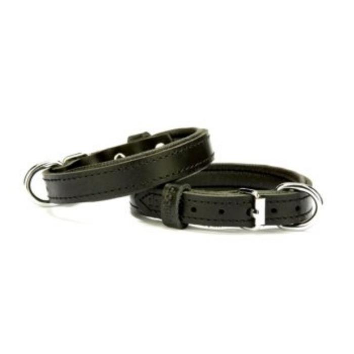 Doggie Konforlu Gerçek Deriden El Yapımı Köpek Boyun Tasması 1,5x25-30cm - Black