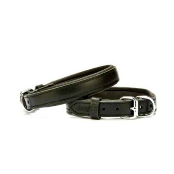 Doggie Konforlu Gerçek Deriden El Yapımı Köpek Boyun Tasması 2x35-40cm - Black