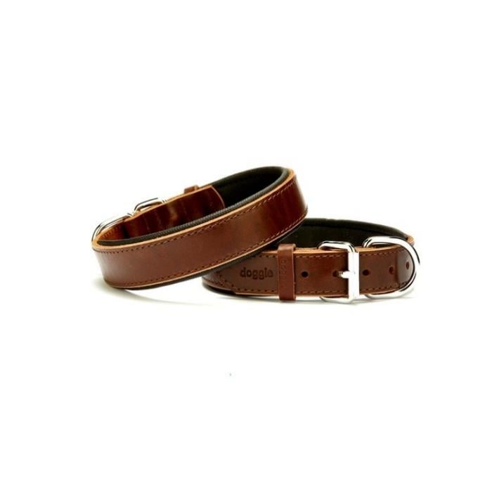 Doggie Konforlu Gerçek Deriden El Yapımı Köpek Boyun Tasması 3x42-50cm - Brown