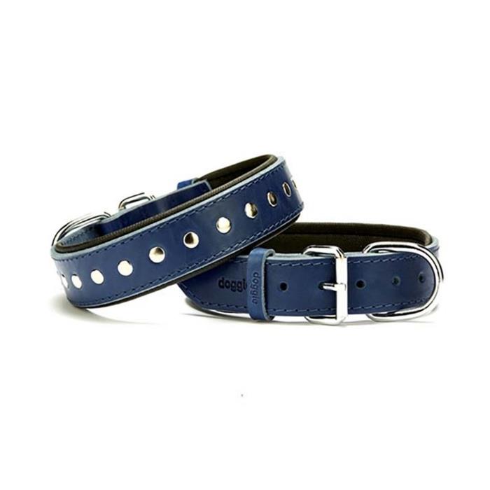 Doggie Yumuşak Dokulu Rivetli Köpek Boyun Tasması Royal Blue 3.5*60Cm