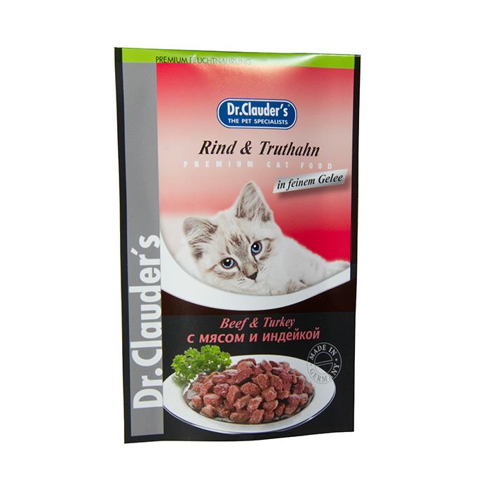 Dr.Clauder's Jelly Biftek&Hindili 100gr Yaş Kedi Maması