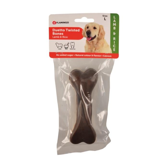 Flamingo Duetto Twister Kuzulu & Pirinçli Kemik Köpek Ödülü 14cm