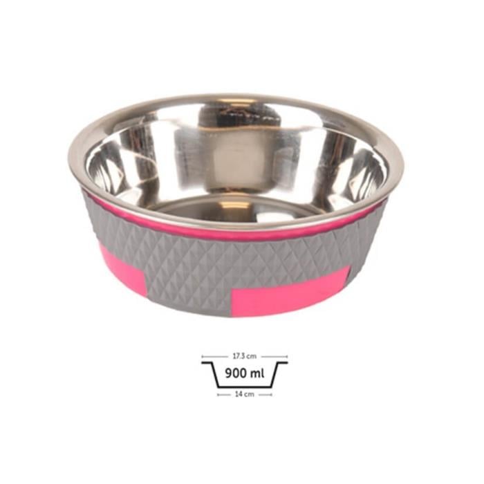 Flamingo Trimond Gri/Pembe Mama ve Su Kabı 900ml 17,3cm