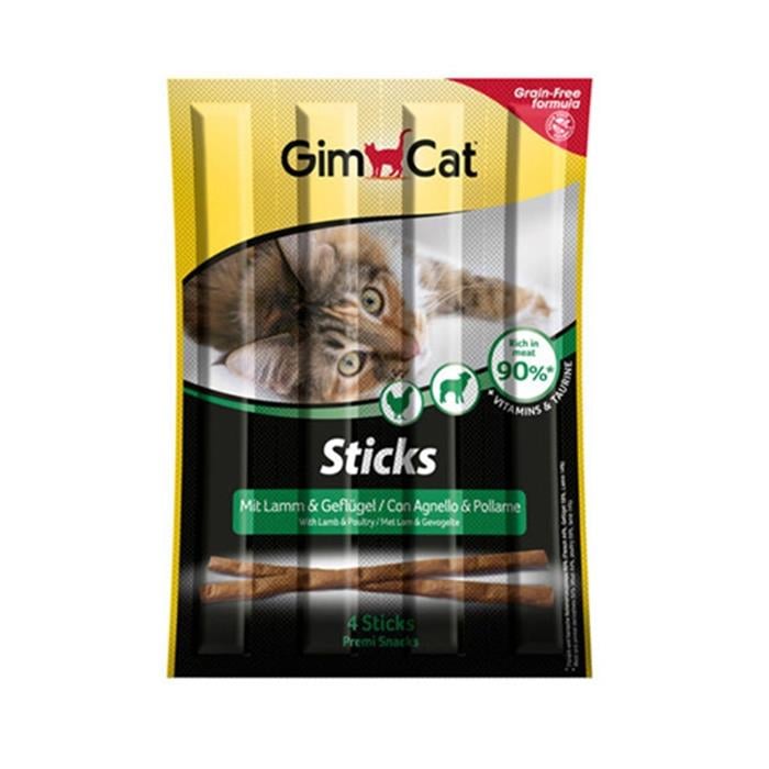 GimCat Sticks Kuzu Etli Tavuklu Tahılsız Ödül Çubukları 4'lü 20gr