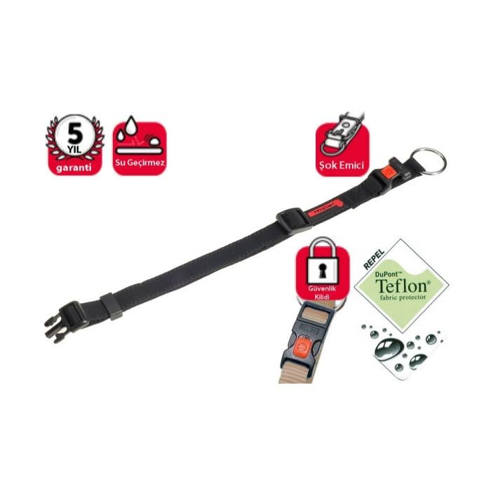 Karlıe Teflon Kilitli Boyun Tasması 30-45cm Siyah
