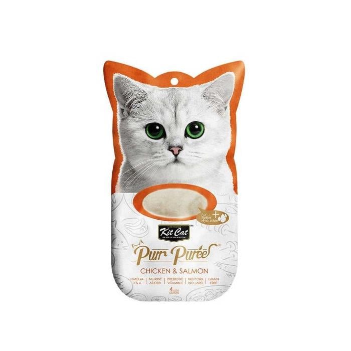 Kit Cat Purr Puree Tavuk Etli Ve Somonlu Kedi Ödülü 4X15gr
