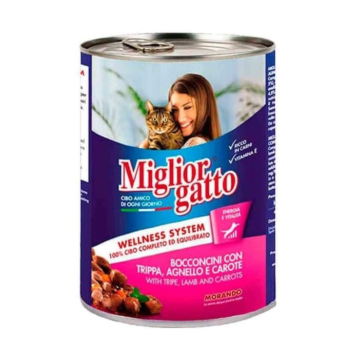 Miglior Kuzu&İşkembe&Havuç Chunks Kedi Konservesi 405gr