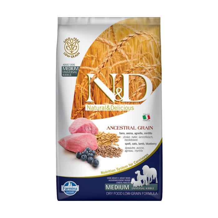 N&D Düşük Tahıllı Kuzu Etli Yaban Mersinli 2.5 Kg Medium Yetişkin Kuru Köpek Maması