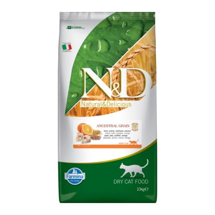 N&D Düşük Tahıllı Morina Balıklı ve Portakallı 10 Kg Yetişkin Kuru Kedi Maması