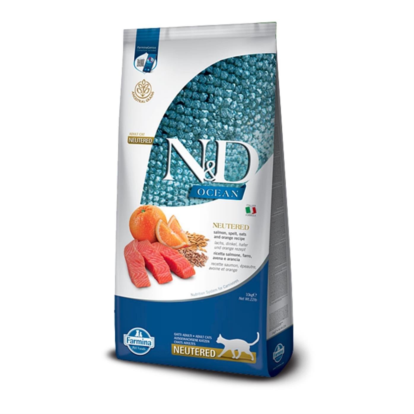 N&D Düşük Tahıllı Somon Balıklı 10 Kg Kısırlaştırılmış Kuru Kedi Maması