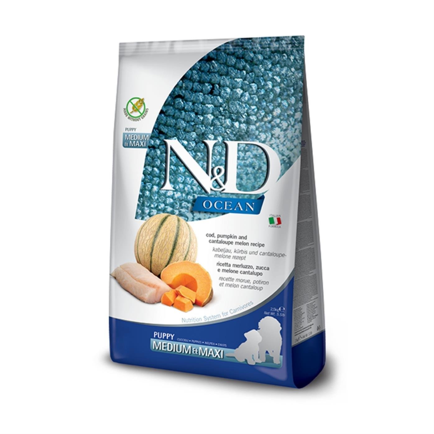 N&D Ocean Tahılsız Morina Balkabağı&Kavun 12 Kg Medium Maxi Yavru Kuru Köpek Maması