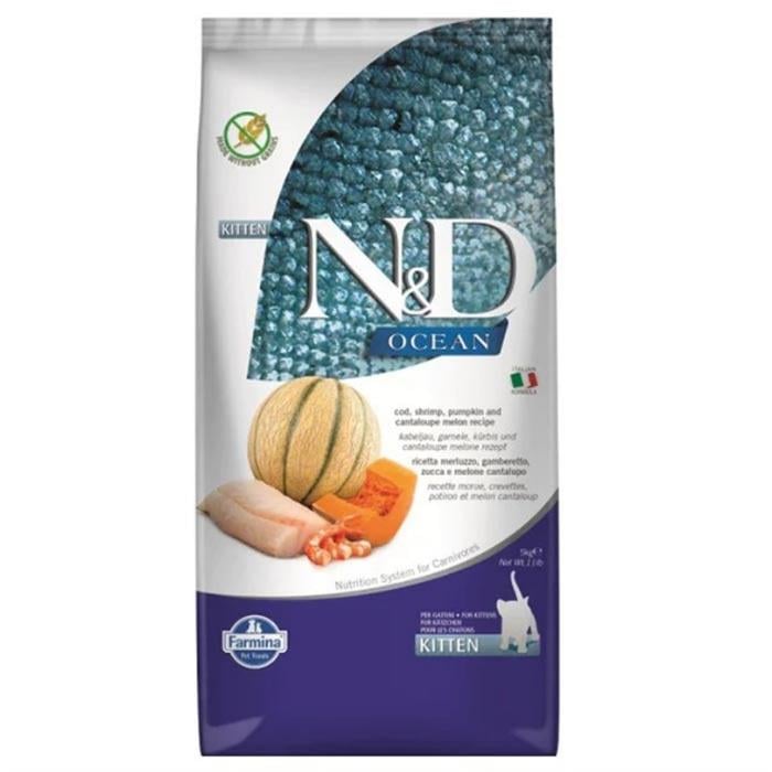 N&D Ocean Tahılsız Morina&Balkabağı&Karides&Kavun Kitten 5 Kg Yavru Kuru Kedi Maması