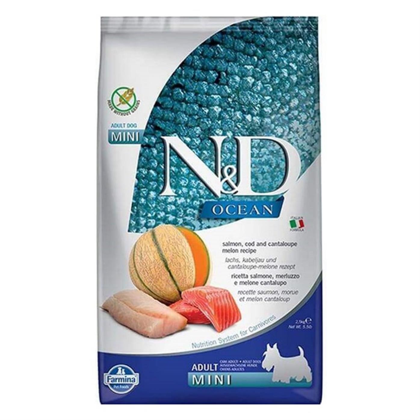 N&D Ocean Tahılsız Somon Morina Kavun 2.5 Kg Mini Yetişkin Kuru Köpek Maması