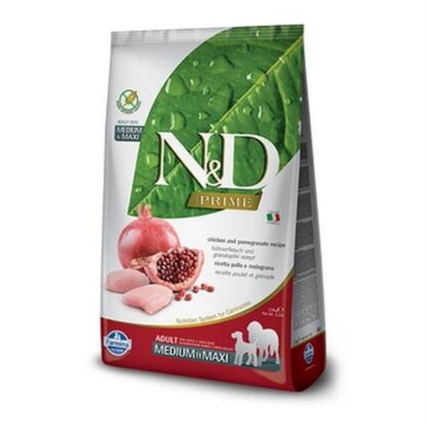 N&D Prime Tahılsız Tavuk&Nar 12 Kg Medium Maxı Yetişkin Köpek Maması