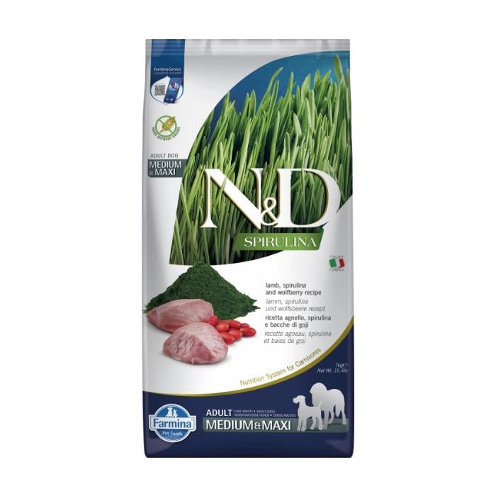 N&D Spirulina Kuzu Etli 7 Kg Medium Maxi Yetişkin Kuru Köpek Maması