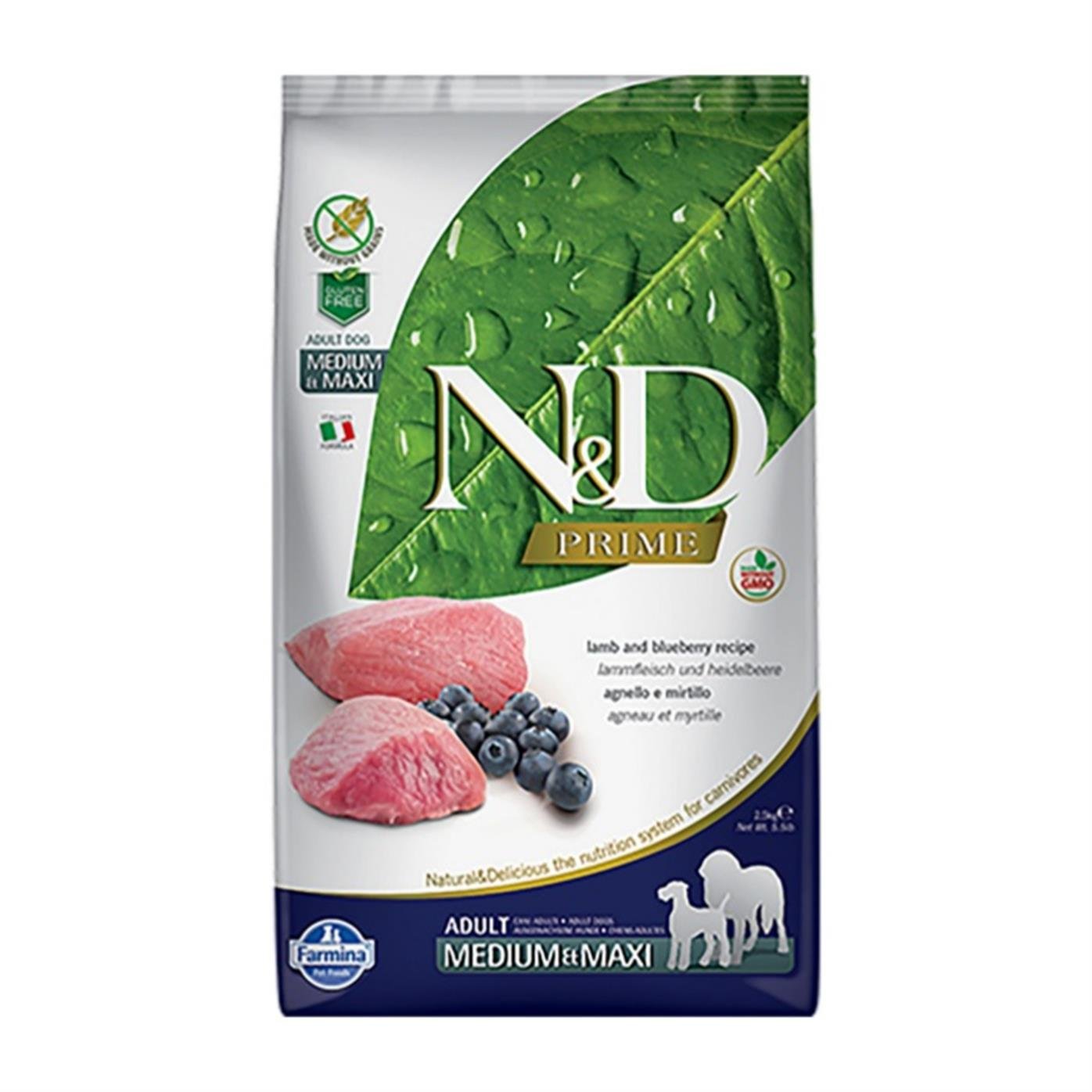 N&D Tahılsız Kuzu Etli Yaban Mersinli 2.5 Kg Medium Maxi Yetişkin Kuru Köpek Maması